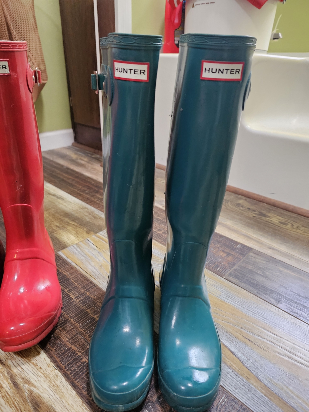 Hunter Teal Knee-High Rubber Rain Boots